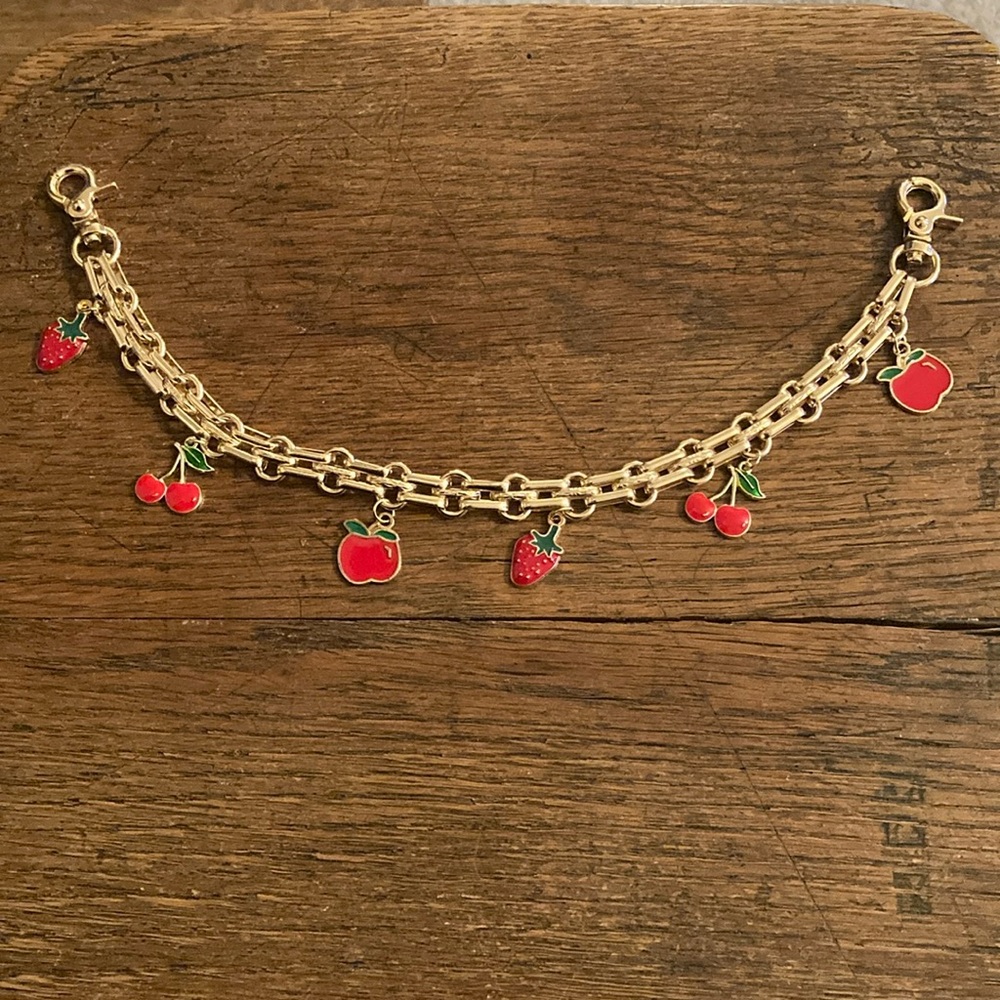 Purse/Bag Chain (Large) with Strawberry, Cherry & Apple Charms NWOT 🍓🍒 🍎